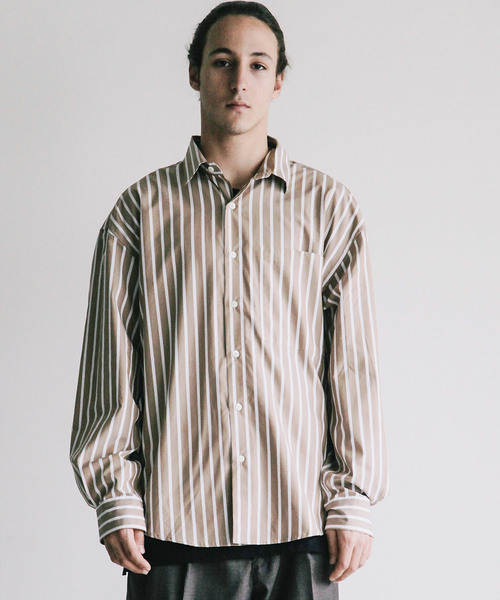 THE TWENTYSEVEN(ザ トゥエンティーセブン)の「【The TWENTYSEVEN】CTN STRIPE BIG SHIRTS L/S:コットン ストライプ ビッグ 長袖 シャツ(シャツ/ブラウス・メンズ・ベージュ/ネイビー・44/46/48)」の17枚目の写真
