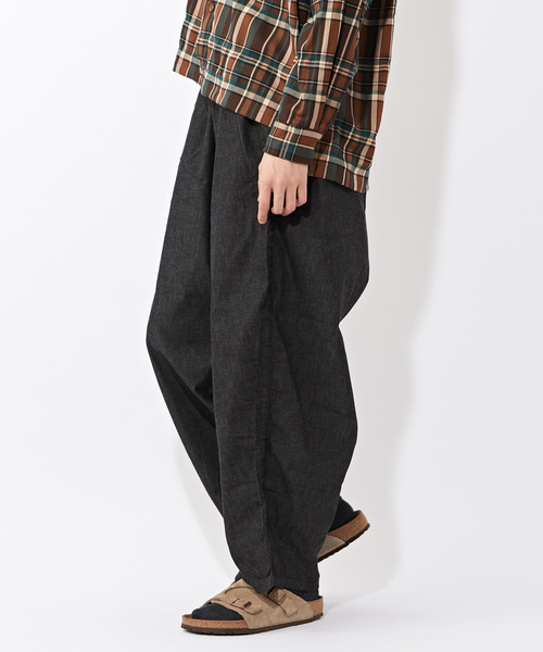 SAKULA(サクラ)の「【SAKULA/サクラ】ヒザデルボールパンツ/バルーンパンツ/デニム/チノ/ユニセックス(チノパンツ)」|ブラック