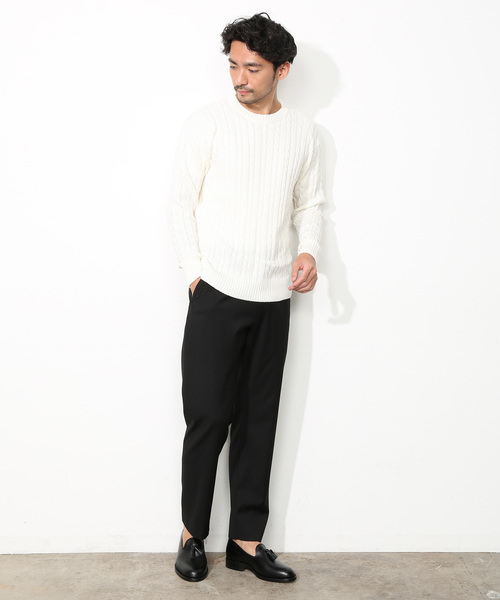 DRALON クルーネックケーブルニットプルオーバー DRALON クルーネックケーブルニットプルオーバー