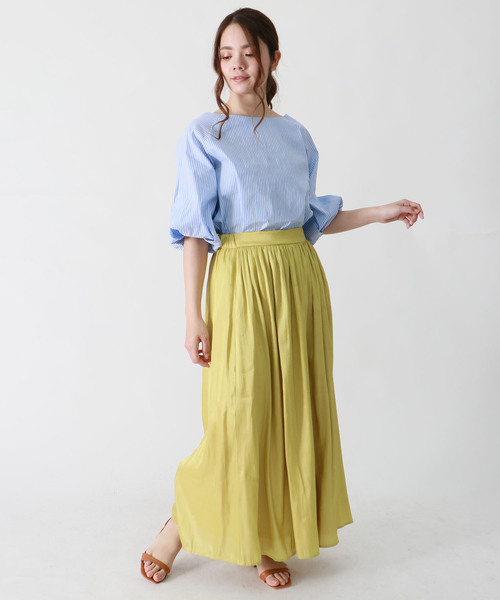 HER CLOSET(ハークローゼット)の「【HERCLOSET】バルーンスリーブストライプブラウス(シャツ/ブラウス・レディース・ブラック/サックスブルー/ネイビー・M)」の14枚目の写真