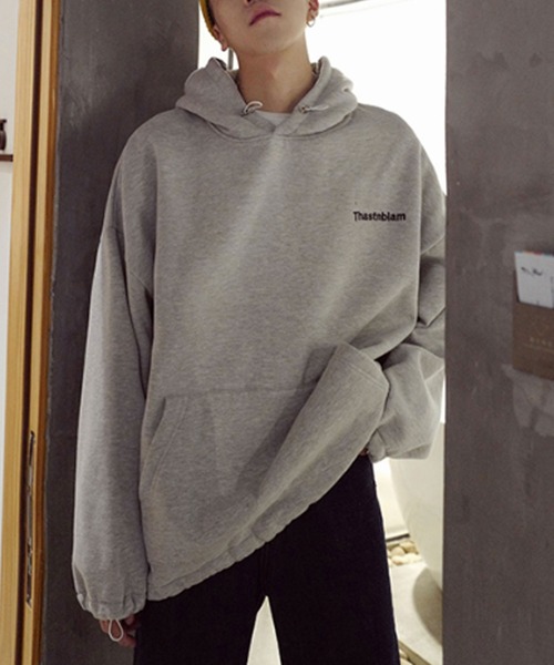 MGV（エムジーヴィー）の「【MGV】刺繍ロゴ入りオーバーサイズコードストッパーパーカー（パーカー・メンズ・ブラック/グレー/ベージュ/ブルー・MEDIUM/LARGE/X-LARGE/XX-LARGE）」の2枚目の写真