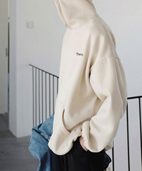 MGV（エムジーヴィー）の「【MGV】刺繍ロゴ入りオーバーサイズコードストッパーパーカー（パーカー・メンズ・ブラック/グレー/ベージュ/ブルー・MEDIUM/LARGE/X-LARGE/XX-LARGE）」の19枚目の写真