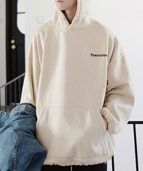 セール】【MGV】刺繍ロゴ入りオーバーサイズコードストッパーパーカー