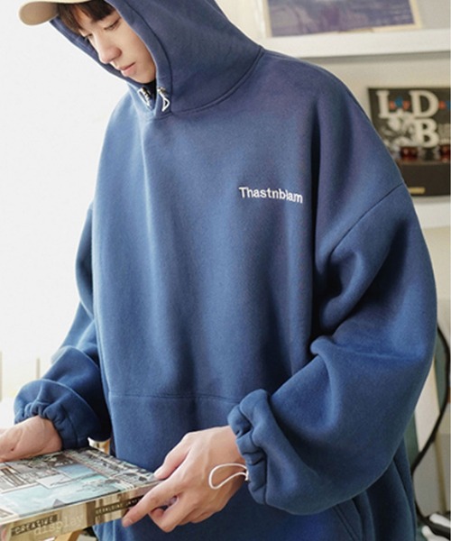 MGV（エムジーヴィー）の「【MGV】刺繍ロゴ入りオーバーサイズコードストッパーパーカー（パーカー・メンズ・ブラック/グレー/ベージュ/ブルー・MEDIUM/LARGE/X-LARGE/XX-LARGE）」の5枚目の写真