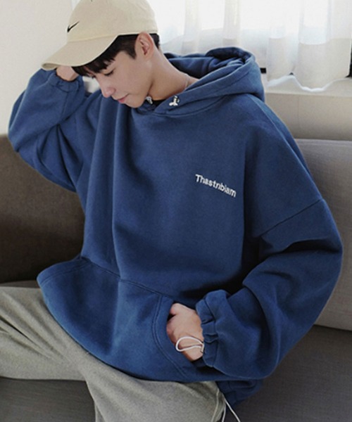 MGV（エムジーヴィー）の「【MGV】刺繍ロゴ入りオーバーサイズコードストッパーパーカー（パーカー・メンズ・ブラック/グレー/ベージュ/ブルー・MEDIUM/LARGE/X-LARGE/XX-LARGE）」の6枚目の写真