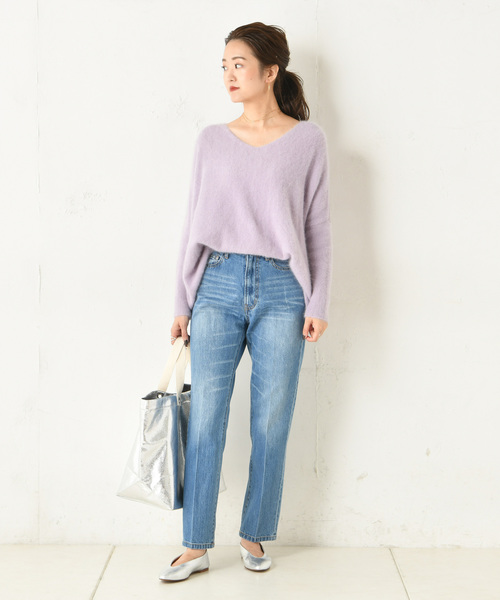 DouDou(ドゥドゥ)の「フェレット切替Vプルオーバー(ニット/セーター・レディース・ベージュ/サックスブルー/モカ/ラベンダー/ダークブラウン/ピンク/ブルー系その他/イエロー・FREE)」の16枚目の写真