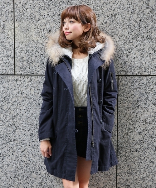 Heather(ヘザー)の「ボアライナーツキモッズコート 547372(モッズコート・レディース・カーキ/ネイビー・SMALL/MEDIUM)」の2枚目の写真