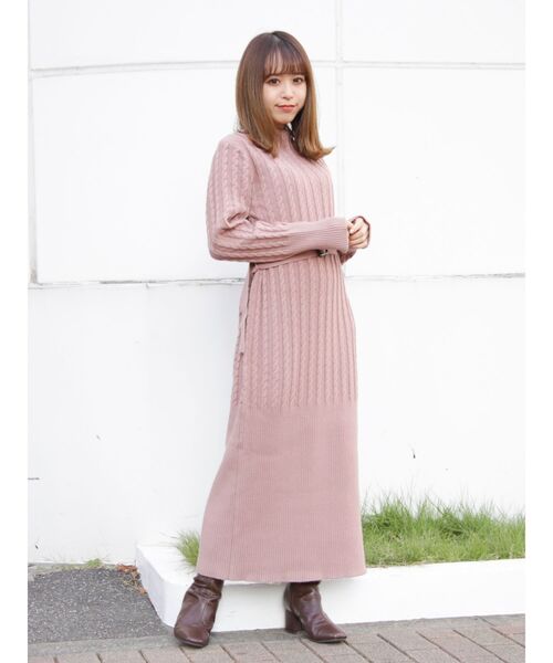 dazzlin（ダズリン）の「ケーブルマキシワンピース（ワンピース・レディース・アイボリー/ピンク/オレンジ/ブラウン・FREE）」の3枚目の写真