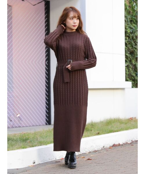 dazzlin（ダズリン）の「ケーブルマキシワンピース（ワンピース・レディース・アイボリー/ピンク/オレンジ/ブラウン・FREE）」の5枚目の写真