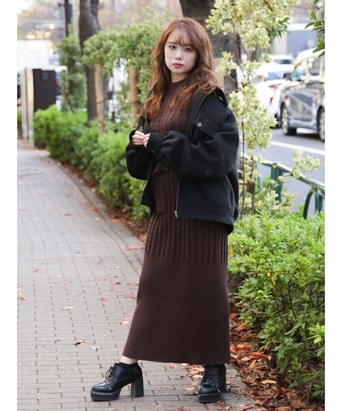 dazzlin（ダズリン）の「ケーブルマキシワンピース（ワンピース・レディース・アイボリー/ピンク/オレンジ/ブラウン・FREE）」の6枚目の写真