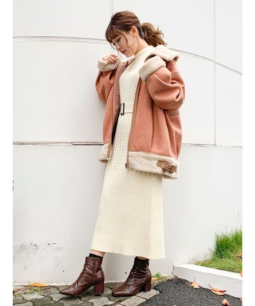 dazzlin（ダズリン）の「ケーブルマキシワンピース（ワンピース・レディース・アイボリー/ピンク/オレンジ/ブラウン・FREE）」の7枚目の写真