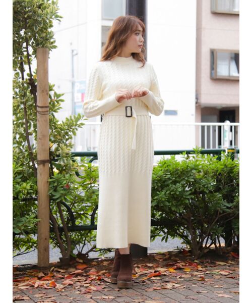 dazzlin（ダズリン）の「ケーブルマキシワンピース（ワンピース・レディース・アイボリー/ピンク/オレンジ/ブラウン・FREE）」の8枚目の写真
