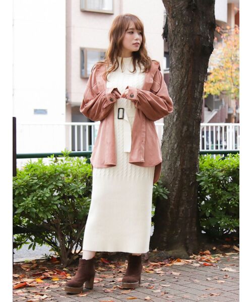 dazzlin（ダズリン）の「ケーブルマキシワンピース（ワンピース・レディース・アイボリー/ピンク/オレンジ/ブラウン・FREE）」の9枚目の写真