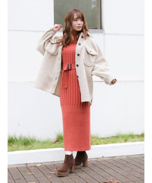 dazzlin（ダズリン）の「ケーブルマキシワンピース（ワンピース・レディース・アイボリー/ピンク/オレンジ/ブラウン・FREE）」の11枚目の写真