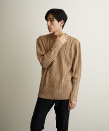 VIBGYOR Select/ケーブルクルーネックニット(BL)