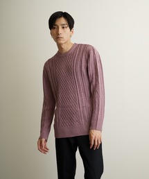 VIBGYOR Select/ケーブルクルーネックニット(BL)