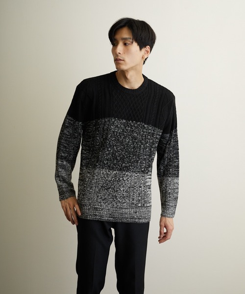 VIBGYOR(ヴィブジョー)の「VIBGYOR Select/ケーブルクルーネックニット(BL)(ニット/セーター・メンズ・ブラック/アイボリー/ホワイト系その他/ブラック系その他/杢グレー/ベージュ系その他/パープル系その他/ワイン・MEDIUM/LARGE/X-LARGE)」の21枚目の写真