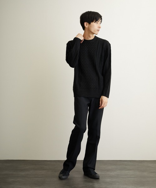 VIBGYOR(ヴィブジョー)の「VIBGYOR Select/ケーブルクルーネックニット(BL)(ニット/セーター・メンズ・ブラック/アイボリー/ホワイト系その他/ブラック系その他/杢グレー/ベージュ系その他/パープル系その他/ワイン・MEDIUM/LARGE/X-LARGE)」の19枚目の写真