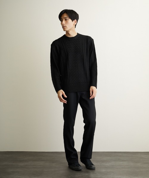 VIBGYOR(ヴィブジョー)の「VIBGYOR Select/ケーブルクルーネックニット(BL)(ニット/セーター・メンズ・ブラック/アイボリー/ホワイト系その他/ブラック系その他/杢グレー/ベージュ系その他/パープル系その他/ワイン・MEDIUM/LARGE/X-LARGE)」の18枚目の写真