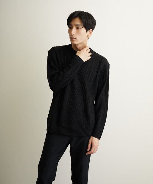 VIBGYOR(ヴィブジョー)の「VIBGYOR Select/ケーブルクルーネックニット(BL)(ニット/セーター・メンズ・ブラック/アイボリー/ホワイト系その他/ブラック系その他/杢グレー/ベージュ系その他/パープル系その他/ワイン・MEDIUM/LARGE/X-LARGE)」の17枚目の写真