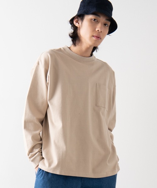 WEGO（ウィゴー）の「WEGO/ヘビーウエイトビッグシルエットロンT（Tシャツ/カットソー・メンズ・ホワイト/ベージュ/グリーン系その他/ライトイエロー/パープル/ブラック/ブルー系その他/カーキ・MEDIUM/LARGE）」の4枚目の写真