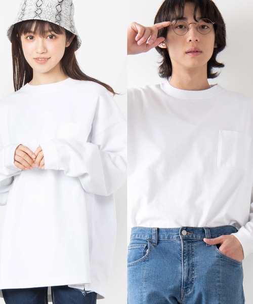 WEGO（ウィゴー）の「WEGO/ヘビーウエイトビッグシルエットロンT（Tシャツ/カットソー・メンズ・ホワイト/ベージュ/グリーン系その他/ライトイエロー/パープル/ブラック/ブルー系その他/カーキ・MEDIUM/LARGE）」の2枚目の写真