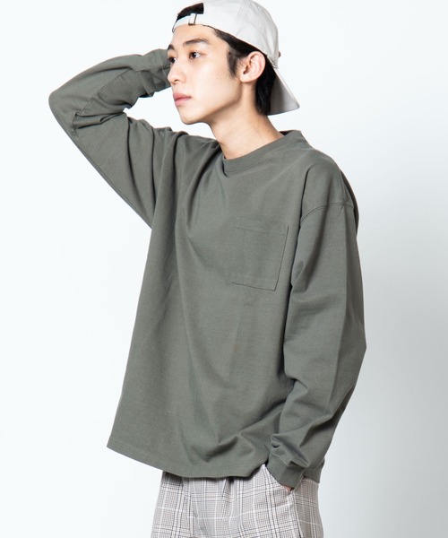 WEGO（ウィゴー）の「WEGO/ヘビーウエイトビッグシルエットロンT（Tシャツ/カットソー・メンズ・ホワイト/ベージュ/グリーン系その他/ライトイエロー/パープル/ブラック/ブルー系その他/カーキ・MEDIUM/LARGE）」の5枚目の写真