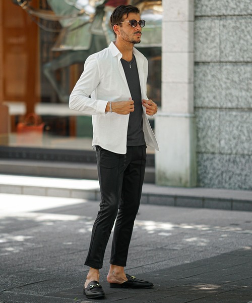 JOKER（ジョーカー）の「【JOKER】ホリゾンタルカラー オックスフォード シャツ メンズ 春服 春物 白シャツ ホワイト ブラック（シャツ/ブラウス・メンズ・ホワイト/ピンク/ネイビー/ベージュ/オレンジ/ミント/サックスブルー/ブラック・XL/M/L）」の9枚目の写真