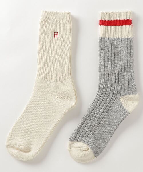 Healthknit（ヘルスニット）の「【Healthknit】2セットクルーソックス 長丈靴下 2PACK SOCKS（ソックス/靴下・メンズ・グレー/オフホワイト/その他/その他2/その他1/マルチ/その他5/その他6/その他4/その他3/その他7/その他8/その他9/その他10/その他12/その他11/その他13/その他14・FREE/S）」の2枚目の写真