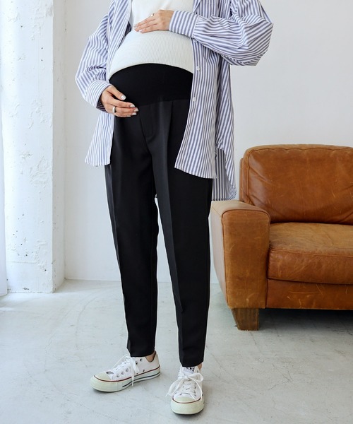 andme（アンドミー）の「【マタニティ】きれいめツイルテーパードパンツ（マタニティウェア/グッズ・レディース・チャコールグレー/ブラック/ネイビー/モカ/ベージュ系その他/ダークカーキ/ベージュ系その他3/ライトカーキ/テラコッタ/ピンク/オフホワイト・M/L）」の15枚目の写真