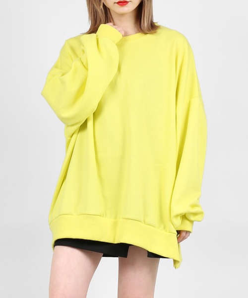 DING(ディング)の「DING/無地カラービッグシルエットスウェット(スウェット・レディース・イエロー/ブラック/ブルー・FREE)」の3枚目の写真