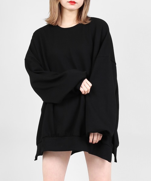 DING(ディング)の「DING/無地カラービッグシルエットスウェット(スウェット・レディース・イエロー/ブラック/ブルー・FREE)」の2枚目の写真