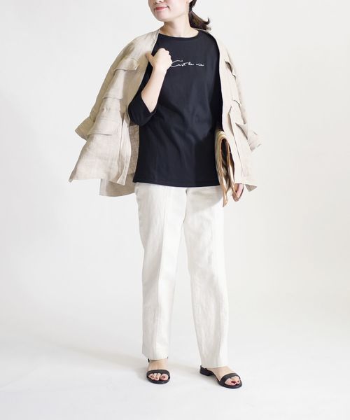 SHIPS（シップス）の「エンブロイダリー 7/S TEE（Tシャツ/カットソー・レディース・ホワイト/ブラック/ダークグレー/ライトホワイト・ONE SIZE）」の5枚目の写真