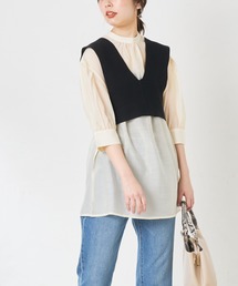 natural couture | シアーシャツ+ニットビスチェセット(シャツ/ブラウス)