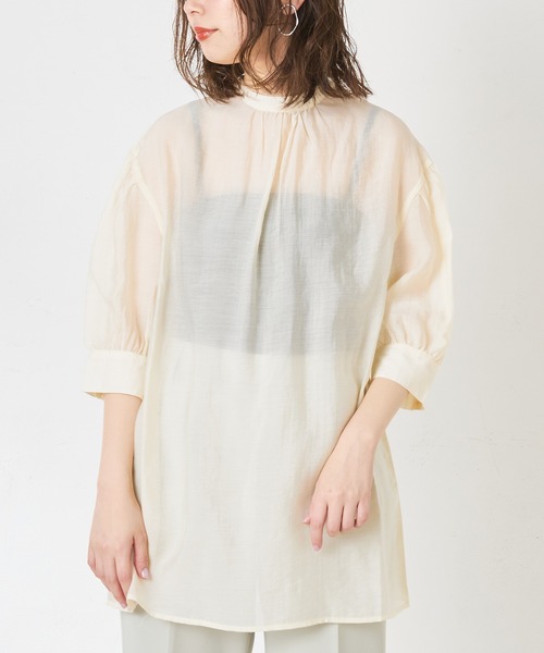 natural couture（ナチュラルクチュール）の「シアーシャツ+ニットビスチェセット（シャツ/ブラウス・レディース・ブラック/ベージュ/アイボリー・FREE）」の20枚目の写真