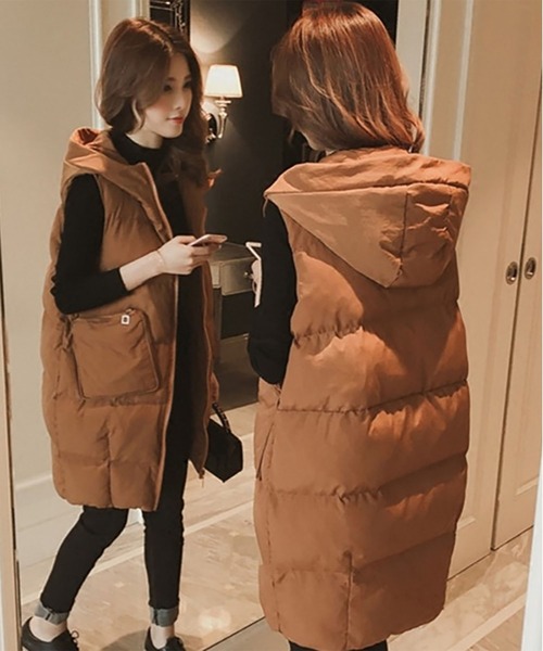 Ritzy（リッツィー）の「フェイクダウンフードロングベスト（ダウン