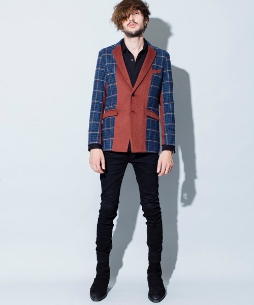 NO ID.(ノーアイディ)の「mj7530-スイッチング2B-JKT ジャケット(テーラードジャケット・メンズ・ストライプ/ブラック/チェック・1/3/2)」の10枚目の写真