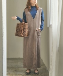 コーデュロイVネックワンピース