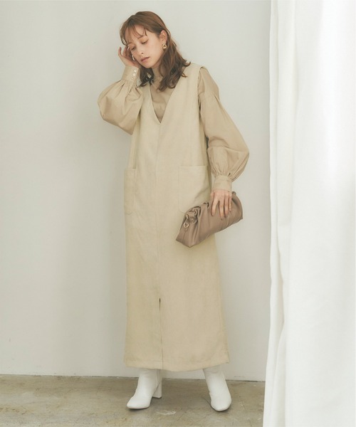 コーデュロイVネックワンピース（ワンピース）｜titivate（ティティ