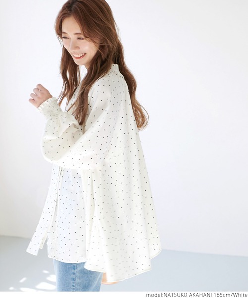 coca（coca）（コカ）の「ドット柄2wayボウタイブラウス（シャツ/ブラウス・レディース・ブラック/ホワイト・ONE SIZE）」の15枚目の写真