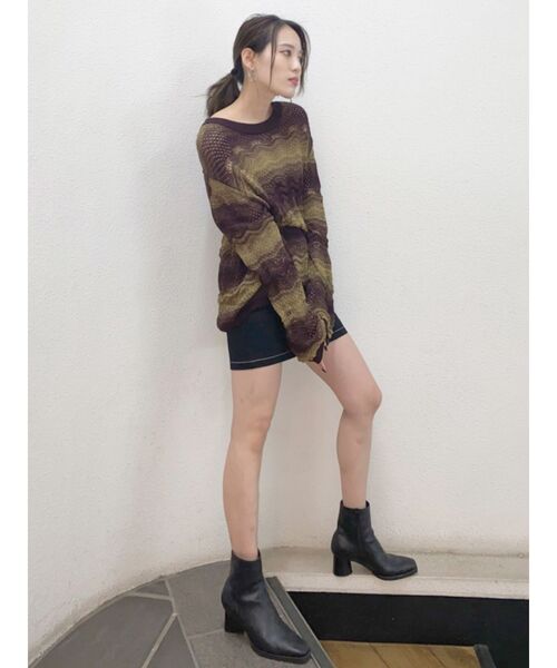 EMODA（エモダ）の「パターングラデーションニット（ニット/セーター・レディース・ベージュ/ブラウン/ブルー・FREE）」の5枚目の写真