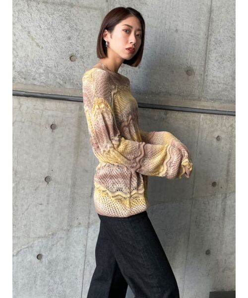 EMODA（エモダ）の「パターングラデーションニット（ニット/セーター・レディース・ベージュ/ブラウン/ブルー・FREE）」の7枚目の写真