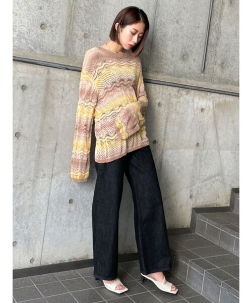 EMODA（エモダ）の「パターングラデーションニット（ニット/セーター・レディース・ベージュ/ブラウン/ブルー・FREE）」の8枚目の写真