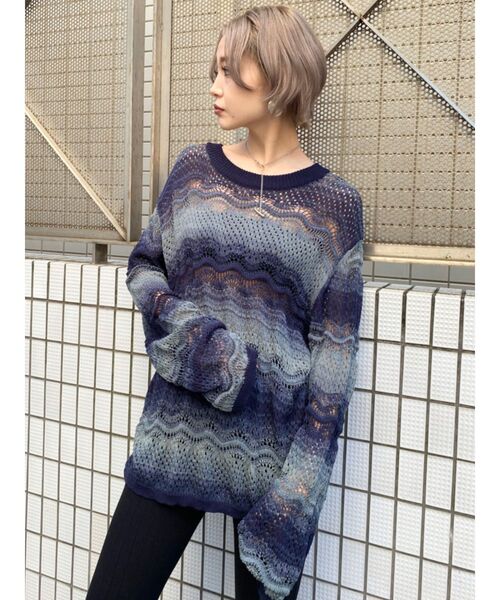 EMODA（エモダ）の「パターングラデーションニット（ニット/セーター・レディース・ベージュ/ブラウン/ブルー・FREE）」の10枚目の写真