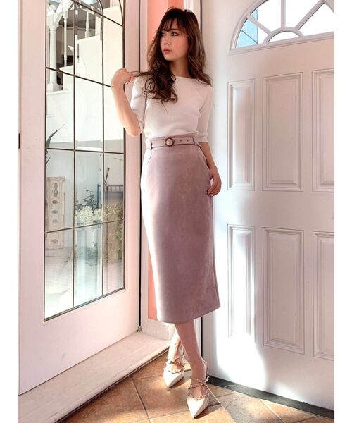 RESEXXY（リゼクシー）の「細ベルトデザインペンシルスカート（スカート・レディース・ベージュ/ブラウン/ピンク・FREE）」の9枚目の写真