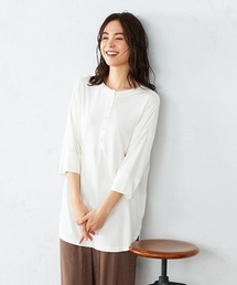 COMME CA ISM（コムサイズム）の「ヘンリーネック　チュニック丈 カットソー（Tシャツ/カットソー・レディース）」