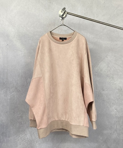 Beno(ビーノ)の「ストレッチ カットスエード ワイド ドルマンシルエット 配色切替 トレーナー(Tシャツ/カットソー・メンズ・ライトカーキ/スモークピンク/サックスブルー/グレイッシュベージュ・FREE)」の16枚目の写真