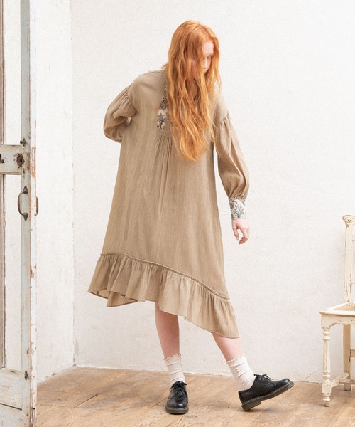 idem（イデム）の「country  waffle onepiece/カントリーワッフルワンピース（ワンピース・レディース・ブラック/ベージュ・FREE）」の20枚目の写真