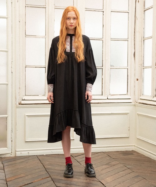 idem（イデム）の「country  waffle onepiece/カントリーワッフルワンピース（ワンピース・レディース・ブラック/ベージュ・FREE）」の21枚目の写真