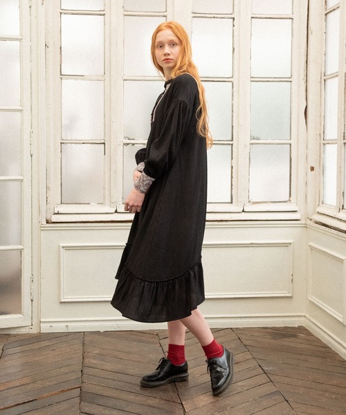 idem（イデム）の「country  waffle onepiece/カントリーワッフルワンピース（ワンピース・レディース・ブラック/ベージュ・FREE）」の17枚目の写真